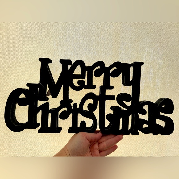 Wooden Script Merry Christmas sign in black shabby chic - Picture 11 of 12